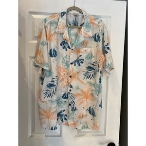 Hawaii Hangover Button Down 100% Rayon Tropical Starfish Hawaiian Shirt 2XL